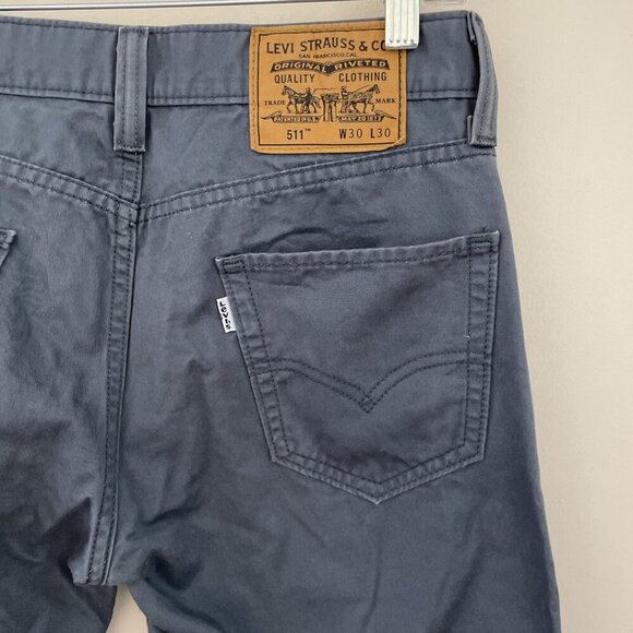 Levi's 511 Slim Straight Jeans Men’s 30x30 Gray Denim White Tab 100% Cottton EUC - Picture 3 of 10